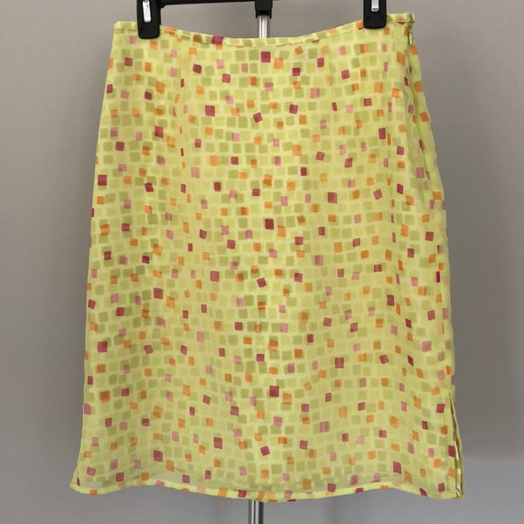Apostrophe Petite Size 8P Skirt Green with Squares of Orange, Pinks and Green - Picture 1 of 8